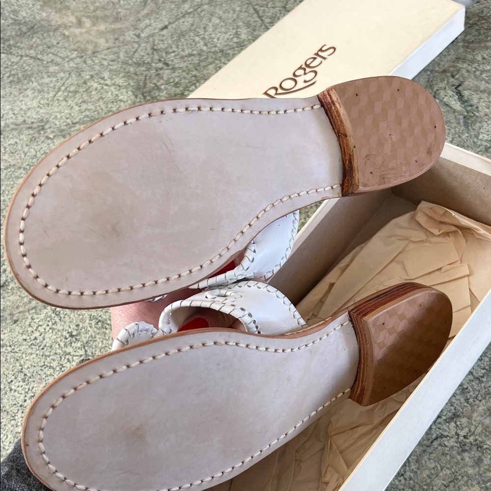 Jack Rogers White and Tan Leather Sandals - Picture 2 of 2